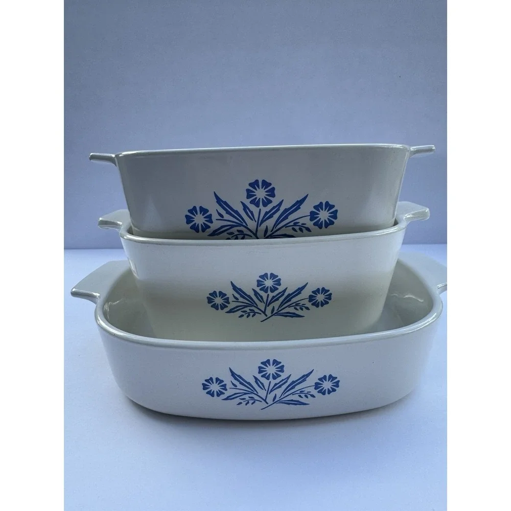 CorningWare Cornflower Blue Floral Casserole Vintage Dishes